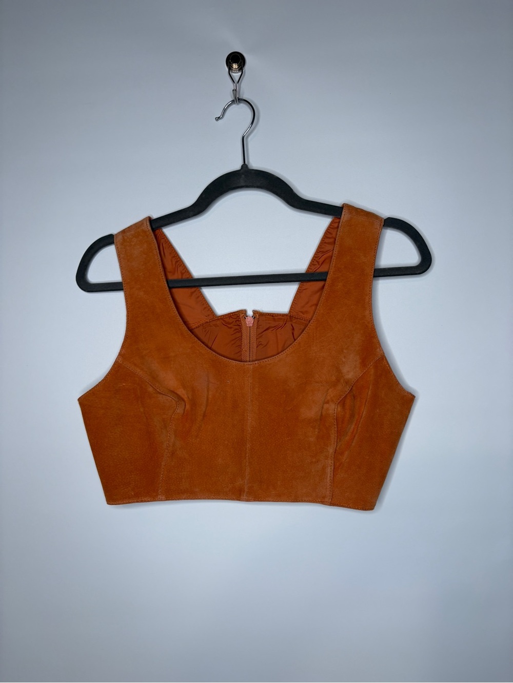 Vintage CHIA Suede Crop Top Burnt Deep Orange Size Large Western Vibes